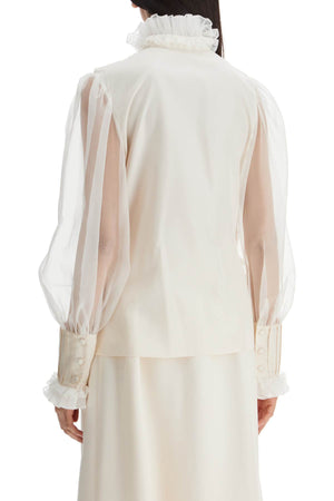 VALENTINO GARAVANI Silk Blouse with Ruffles - Regular Fit