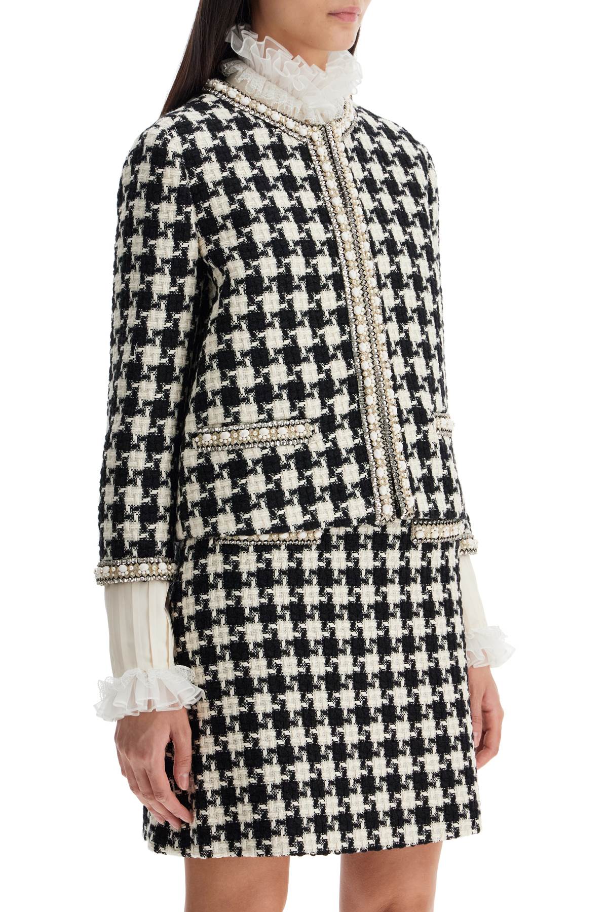 VALENTINO GARAVANI Mini Embroidered Tweed Short Jacket