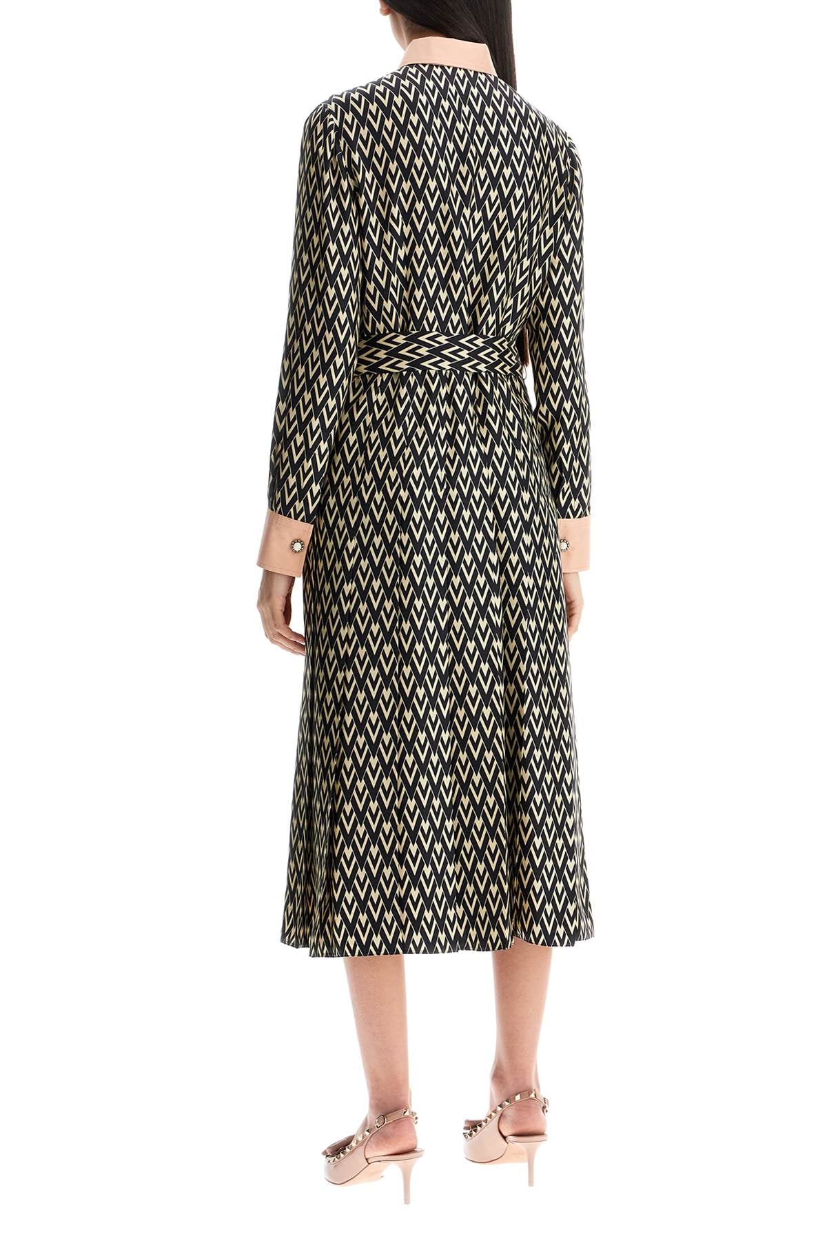 VALENTINO GARAVANI Chic Midi Twill Dress with Jewel Accents