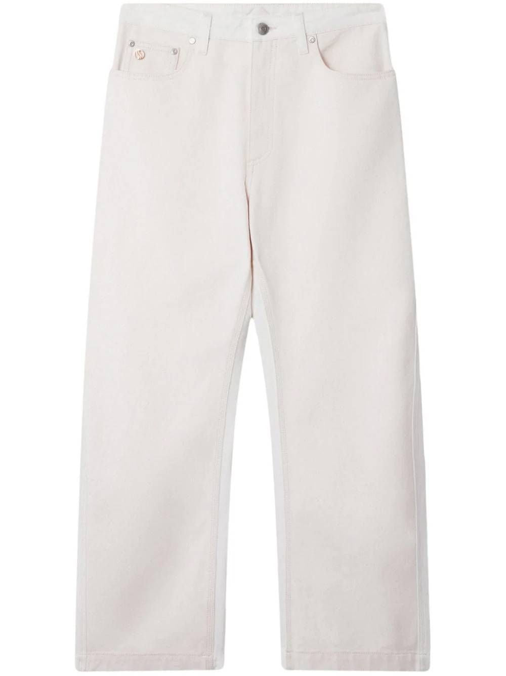 STELLA MCCARTNEY White and Ecru Denim Jeans with Front Zip and Button Fastening for Women