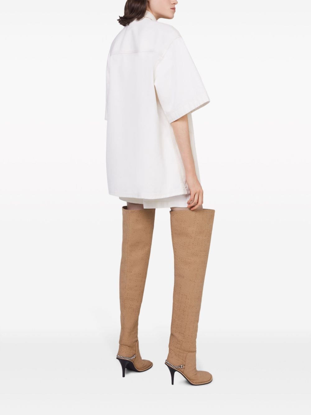 STELLA MCCARTNEY Color-Blocked Short-Sleeved Denim Shirt