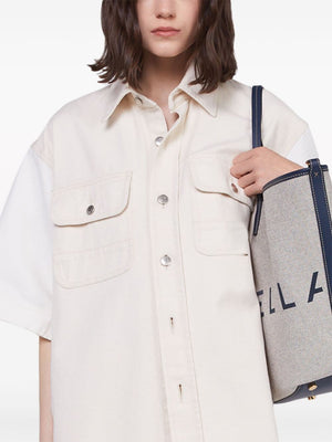 STELLA MCCARTNEY Color-Blocked Short-Sleeved Denim Shirt