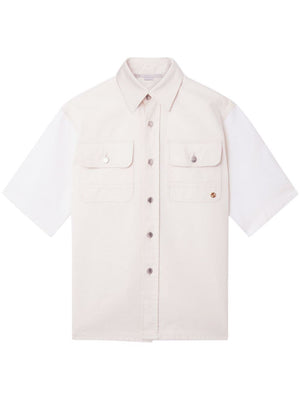 STELLA MCCARTNEY Color-Blocked Short-Sleeved Denim Shirt