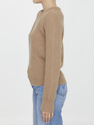 米色毛衣  (Beige Cut-Out Cashmere Sweater for Women)