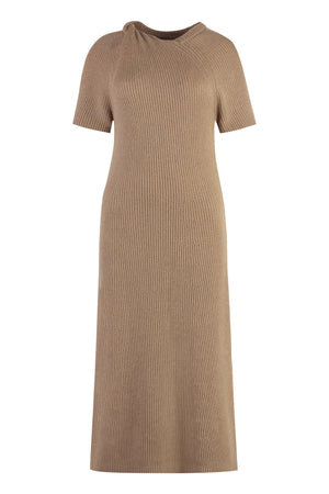 STELLA MCCARTNEY Soft Tan Cold Shoulder Knit Midi Dress for Women