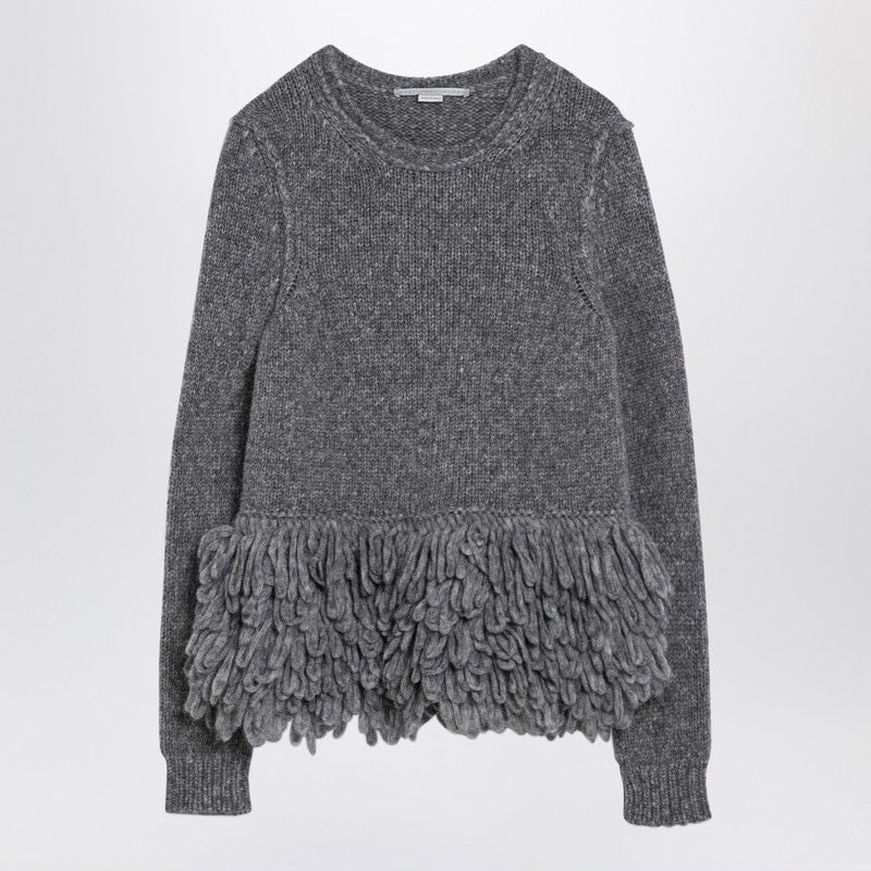 STELLA MCCARTNEY Chic Grey Wool Sweater with Feather Accents