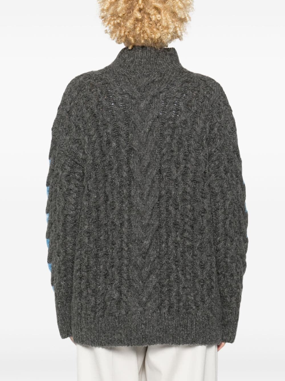 STELLA MCCARTNEY Chunky Cable Knit High Neck Sweater - Two-Tone Design