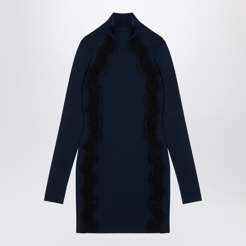 STELLA MCCARTNEY Navy Blue Mini Dress with Chic Sheer Cut-Outs