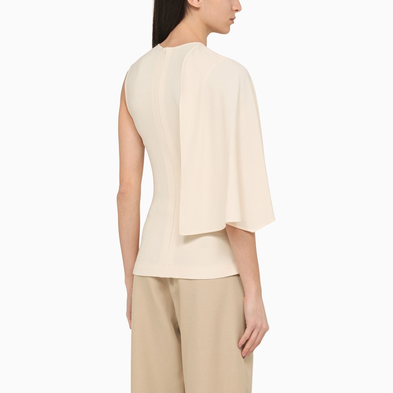 Chalk-Coloured Viscose One-Shoulder Sweater