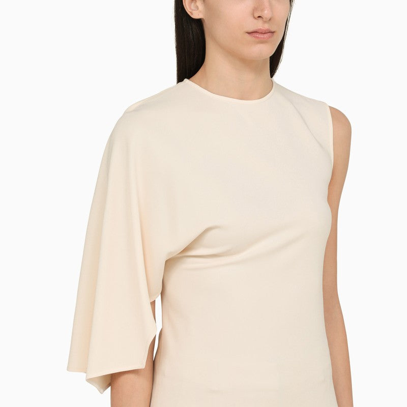 STELLA MCCARTNEY One-Shoulder Chalk-Colored Viscose Sweater for Women