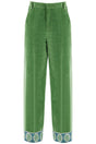 VALENTINO GARAVANI Wide Cut Velvet Pants with Jacquard Border - Size 48