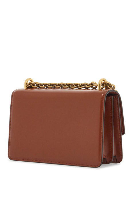 VALENTINO GARAVANI Glossy Leather Shoulder Handbag with Elegant Chain Detail