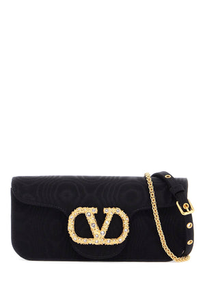 VALENTINO GARAVANI Mini Moire Fabric Clutch with Crystal Accent