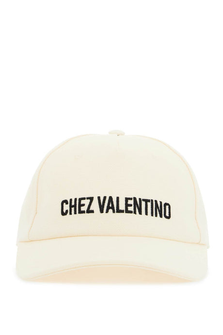 VALENTINO GARAVANI Ivory Cotton Adjustable Baseball Cap with Embroidered Logo