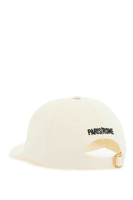 VALENTINO GARAVANI Ivory Cotton Adjustable Baseball Cap with Embroidered Logo