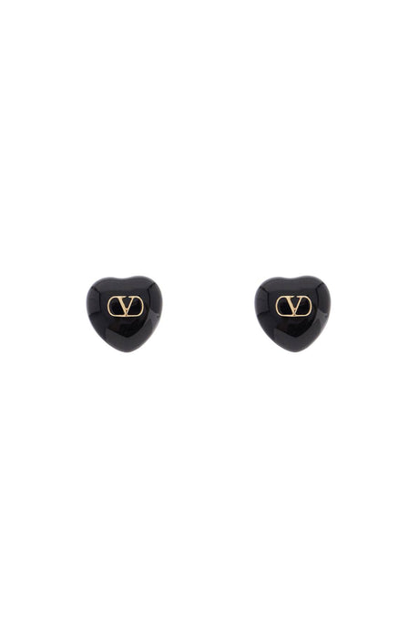 VALENTINO GARAVANI Heart-Shaped Earrings in Gold and Black