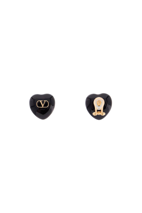 VALENTINO GARAVANI Heart-Shaped Earrings in Gold and Black