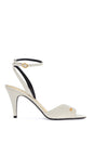 VALENTINO GARAVANI Ivory Goat Leather Stiletto Sandal with Striped Strap