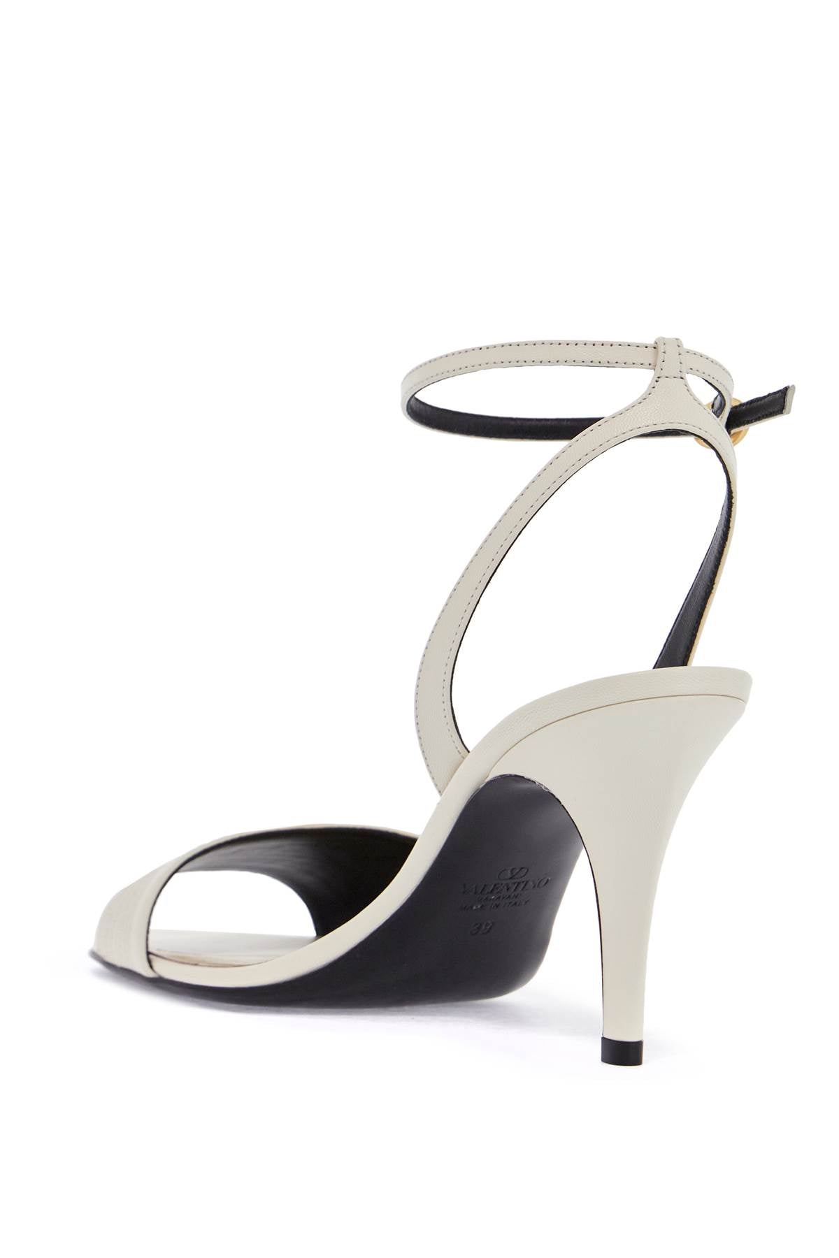 VALENTINO GARAVANI Ivory Goat Leather Stiletto Sandal with Striped Strap