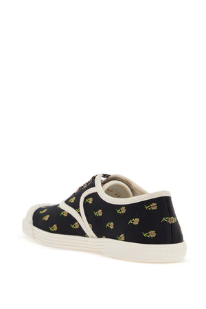 VALENTINO GARAVANI Floral Patterned Black Cotton Sneakers for Women