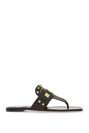 VALENTINO GARAVANI Mini Studded Black Buffalo Leather Flip-Flops