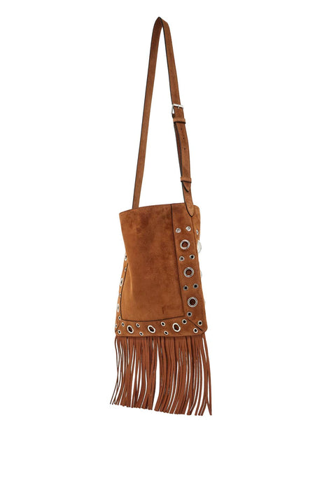 VALENTINO GARAVANI Suede Crossbody Handbag with Studs and Fringe for Men