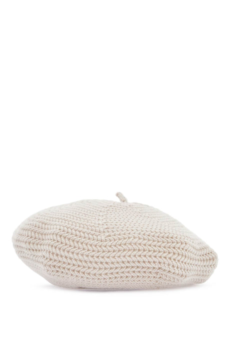 VALENTINO GARAVANI Wool Beanie with Zigzag Design and Pompon