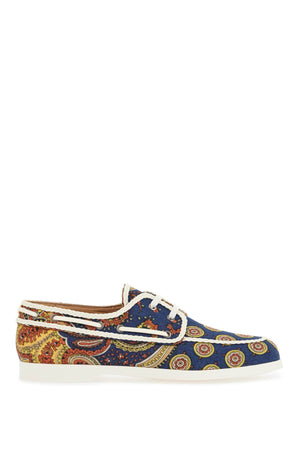 VALENTINO GARAVANI Men's Cotton Boat Shoes with Paisley Print