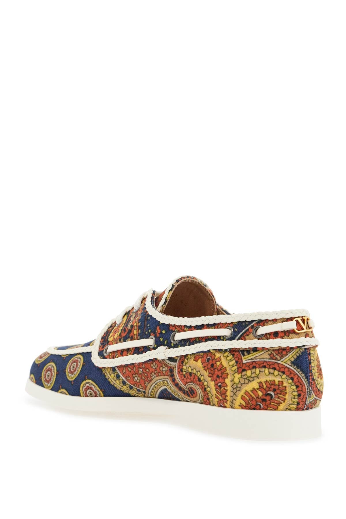 VALENTINO GARAVANI Men's Cotton Boat Shoes with Paisley Print