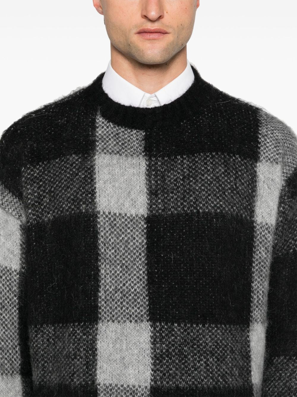 EMPORIO ARMANI Checkered Design Wool Blend Jumper for Men