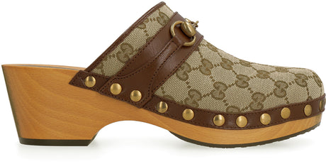 Sandal bầu dục bằng vải GG màu be cho phụ nữ