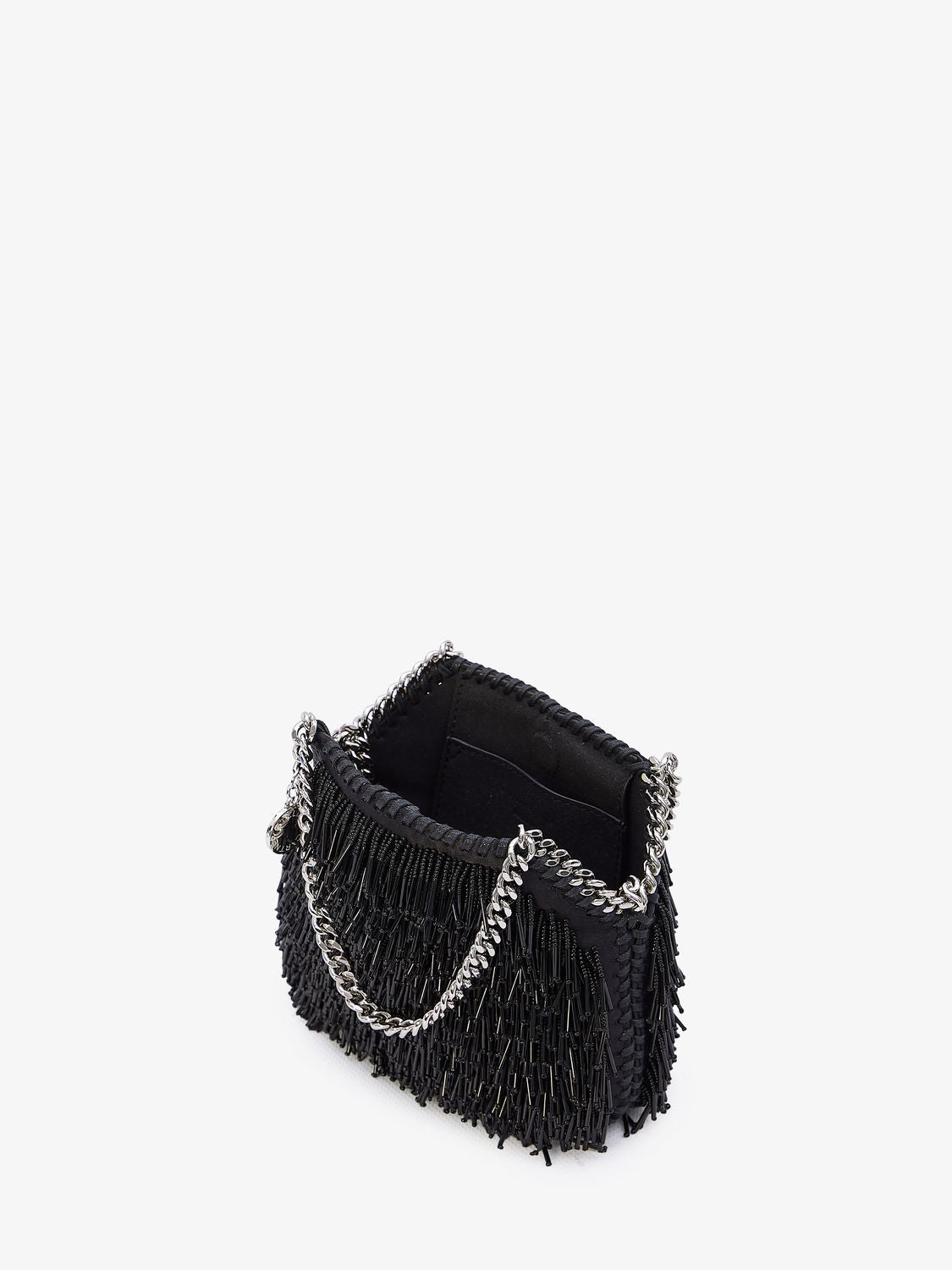 STELLA MCCARTNEY Sequined Micro Tote Bag with Fringe and Silver Chain