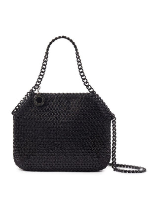 STELLA MCCARTNEY Black Crystal Mesh Mini Tote with Chain-Link Straps and Eco-Conscious Rating