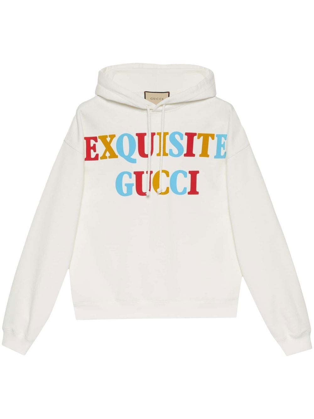 Cream Cotton T-Shirt Hoodie with Exquisite Gucci Print for Men