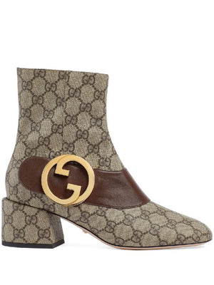 Beige and Ebony GG Supreme Canvas Blondie Boots for Women