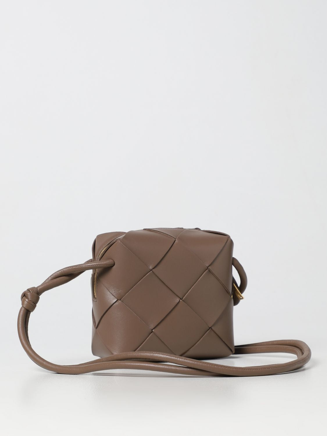 BOTTEGA VENETA Handwoven Raffia Shoulder Bag in Muted Grey for Women