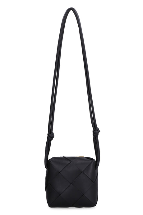 BOTTEGA VENETA Mini Intrecciato Leather Crossbody Bag with Gold-Tone Hardware - Black