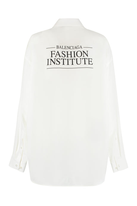قميص حريري أبيض للنساء - مجموعة FW22