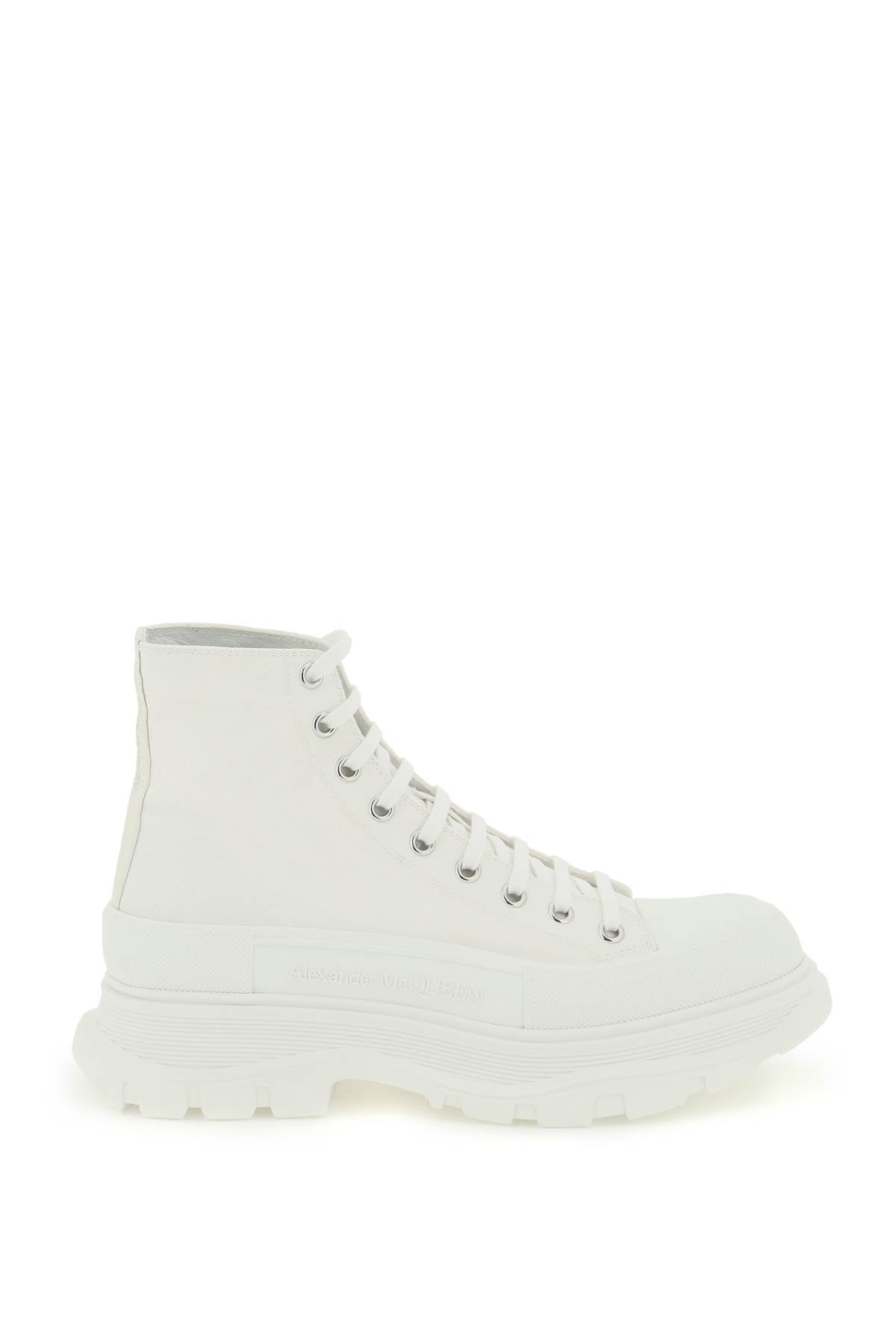 ALEXANDER MCQUEEN Men's Canvas Ankle Boots with Oversized Rubber Sole