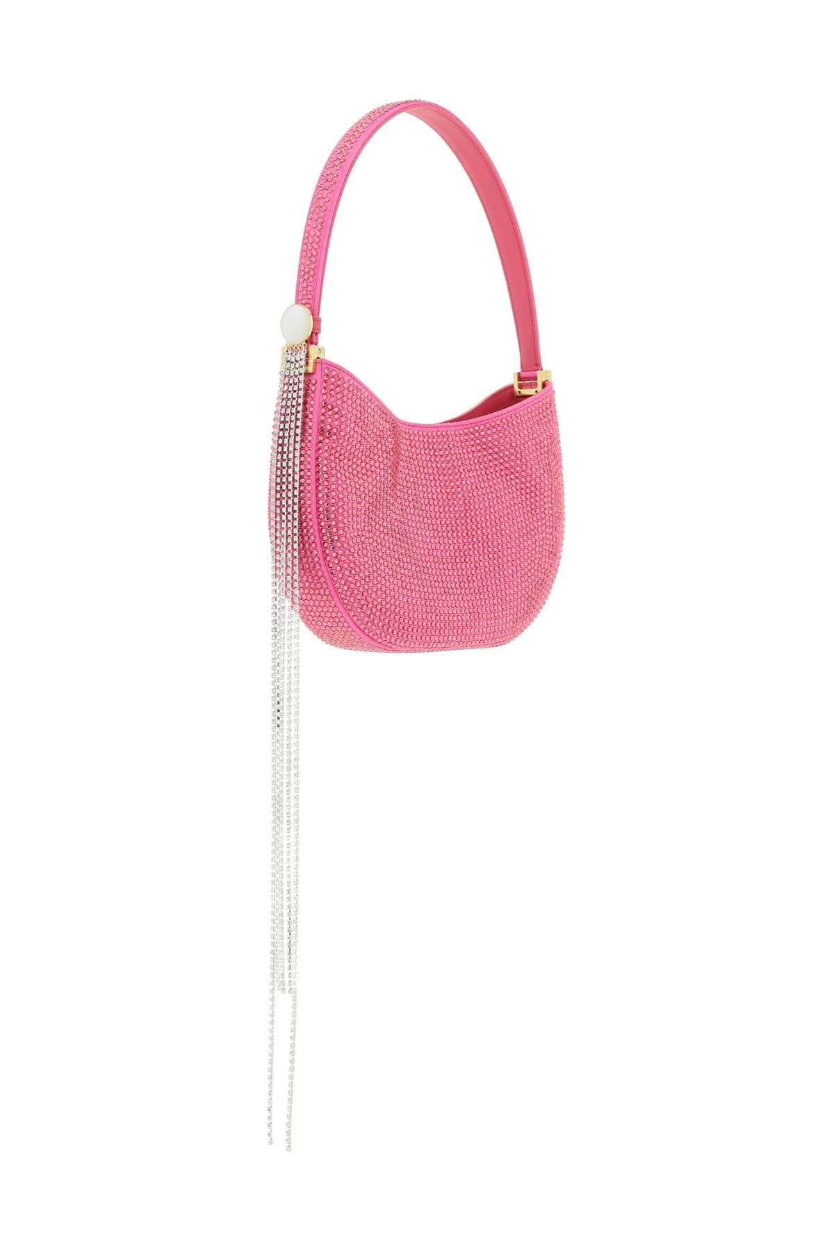 Fuchsia Satin Rhinestone Shoulder Handbag for Women by MAGDA BUTRYM