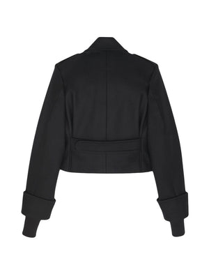 女性用ウールとシルクの取り外し可能フードジャケット - FW23