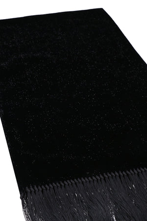 SAINT LAURENT Elegant Black Velvet Scarf with Fringes - FW22