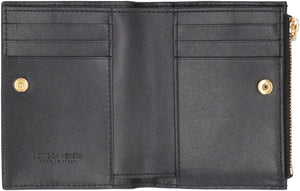 BOTTEGA VENETA Mini Black Leather Wallet with Intrecciato Design - SS24