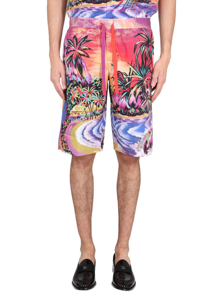 DOLCE & GABBANA Men's Mini Bermuda Shorts with Tropical Print