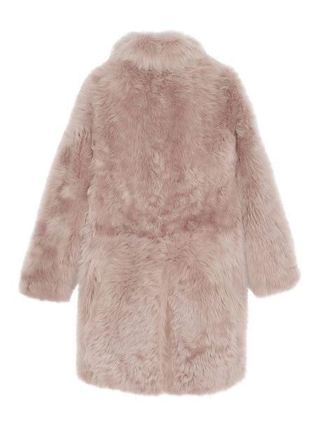 Long Shearling Coat in Rose Antique for Women