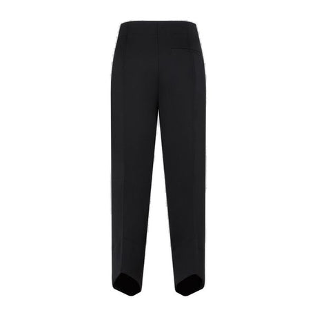 BOTTEGA VENETA Black Wool Tailored Trousers with Straight Leg and Ankle Cut - Women's