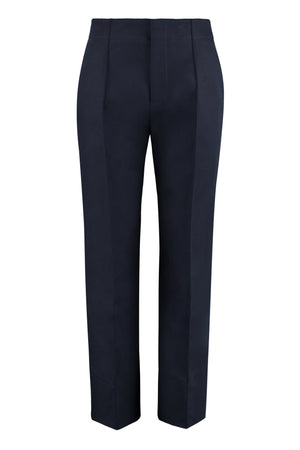 BOTTEGA VENETA High-Rise Cotton Trousers for Women in Blue - FW22