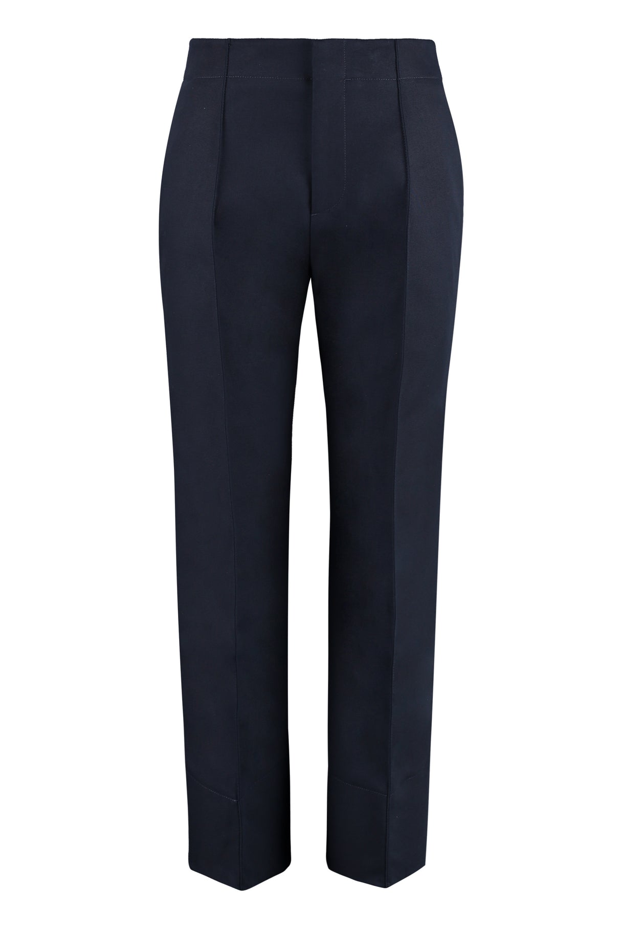 High-Rise Cotton Trousers for Women in Blue - FW22