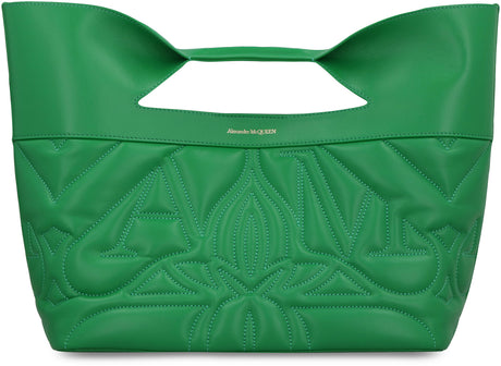 حقيبة يد جلدية مبطنة باللون الأخضر للنساء - مجموعة Alexander McQueen FW23