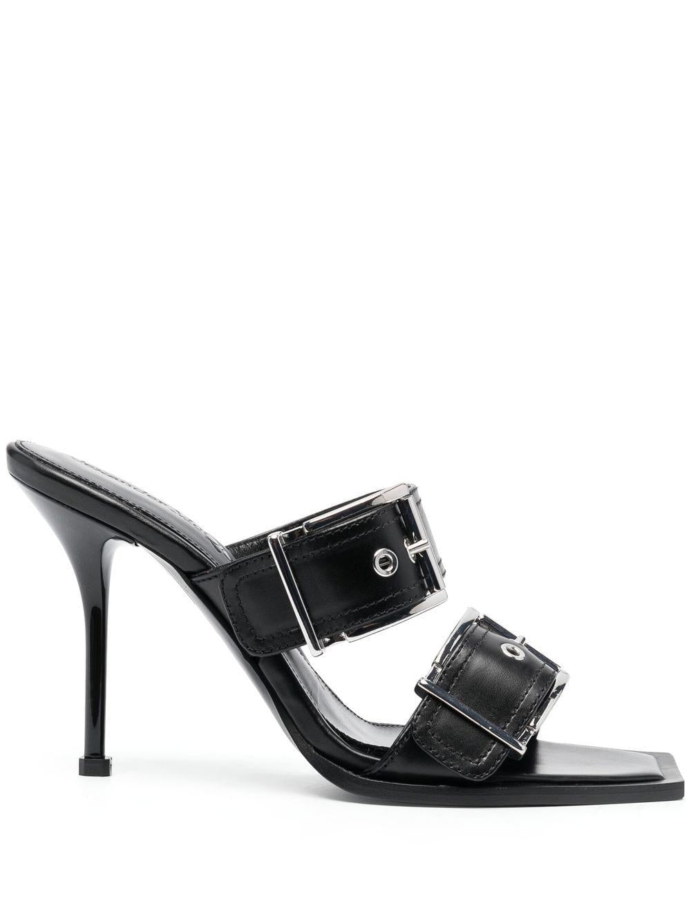 ALEXANDER MCQUEEN Dép sandal màu đen thanh lịch cho mùa hè '24